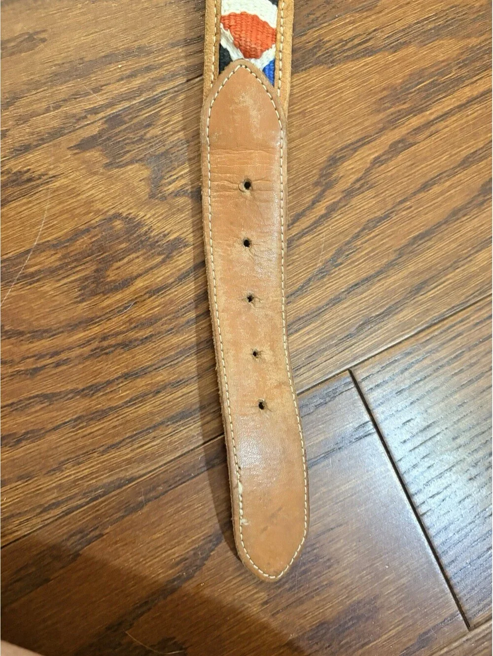 VTG Boho Colorful Southwestern Woven Guatemalan Leather Belt | 34